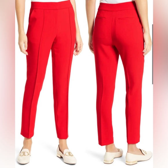Vince Camuto Bi-Stretch Crepe Pintuck Skinny Pants in Red - Size 14 (NWT) - Picture 2 of 11